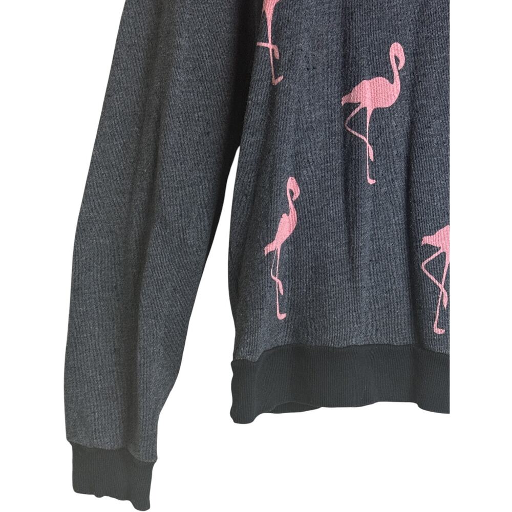 Wildfox Oversized Flamingo Sweatshirt Gray Pink Graphic Pullover Size S - Picture 3 of 7